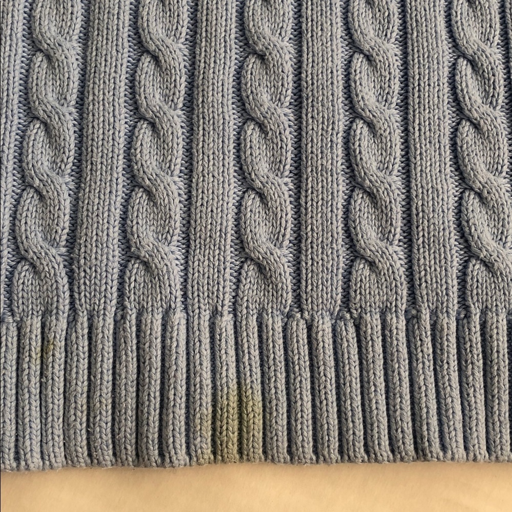 L.L. Bean Two Cotton Cable Knit Turtleneck Sweaters Purple and Blue Medium - Picture 11 of 12